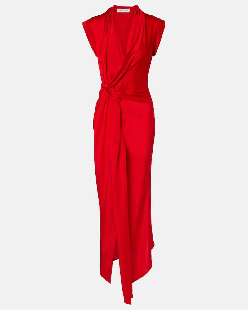 Victoria Beckham Maxikleid aus Jersey mit Seide Rot