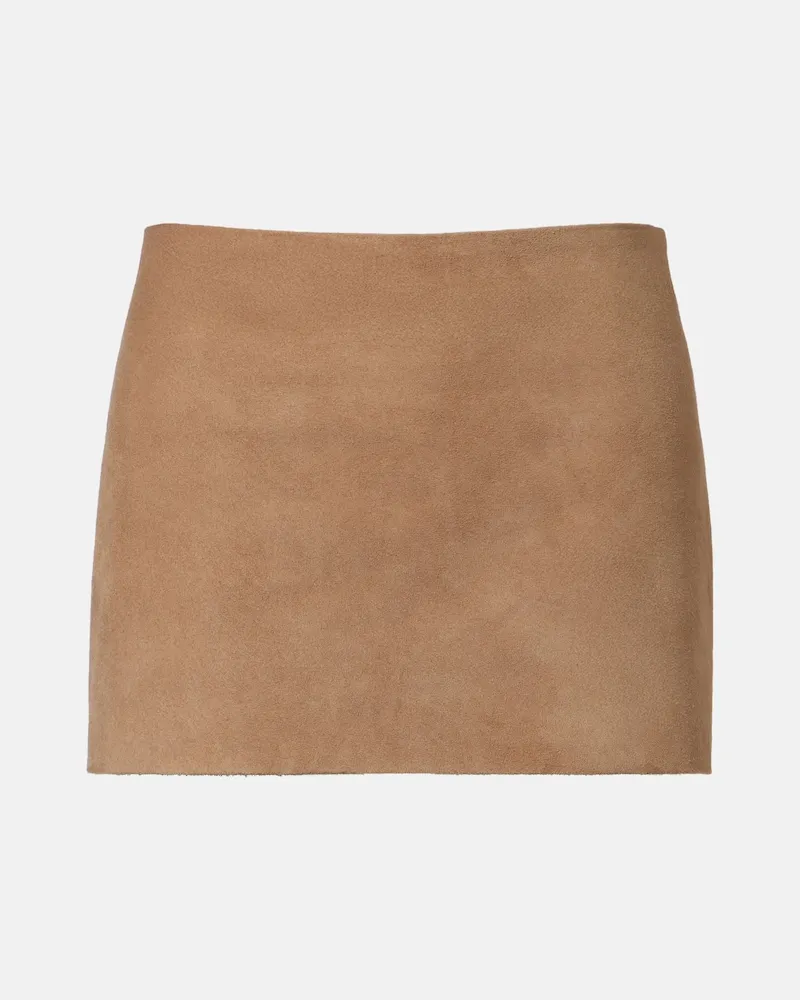 KHAITE Minirock Jett aus Veloursleder Beige