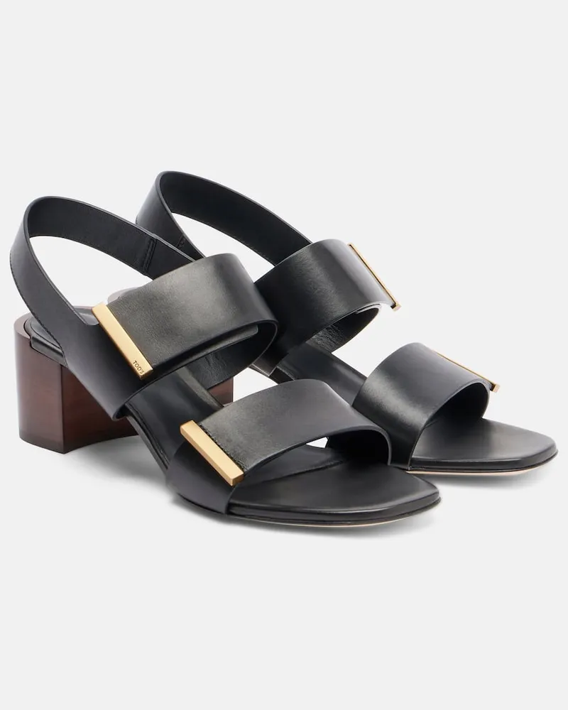 TOD'S Verzierte Sandalen aus Leder Schwarz