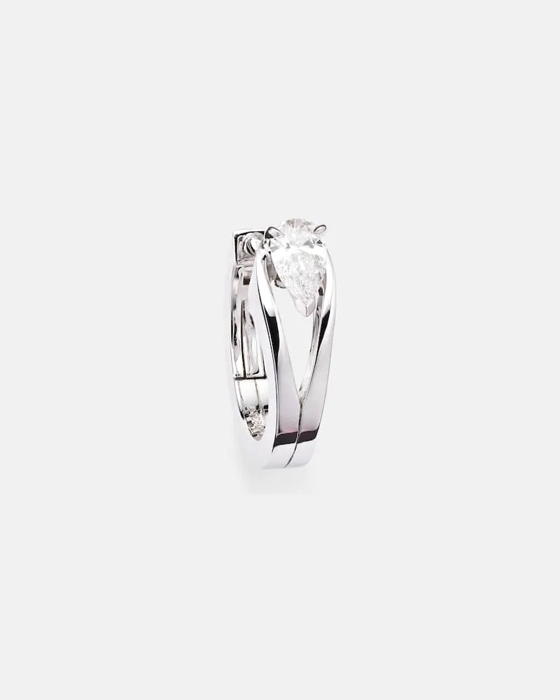 Repossi Einzelner Ohrring Serti Inversé XS aus 18kt Weißgold mit Diamant Silber