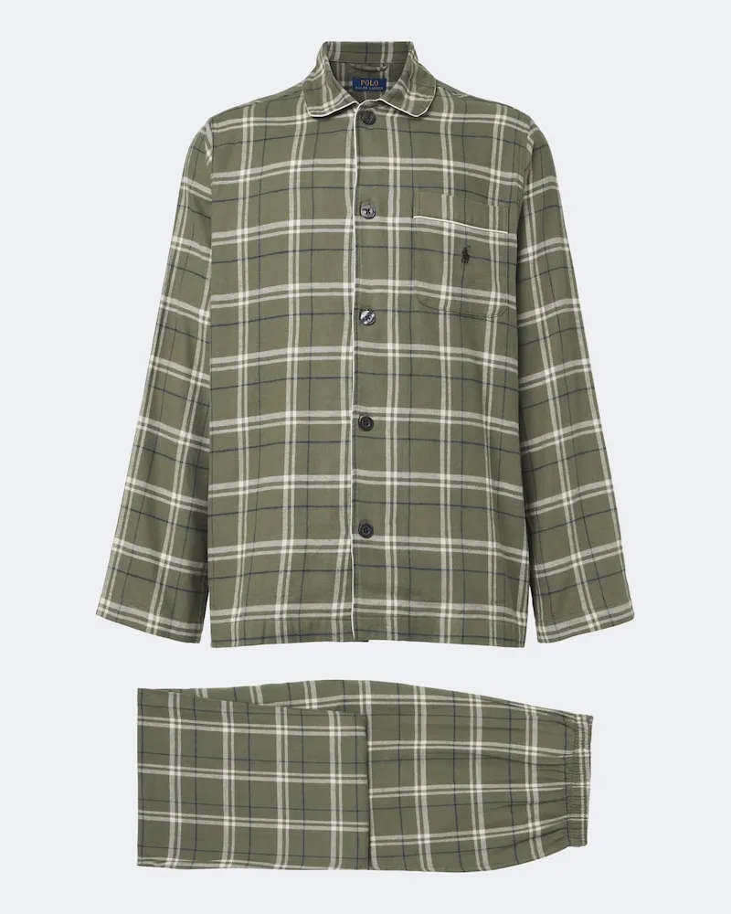 Ralph Lauren Pyjama aus Baumwollflanell Grün