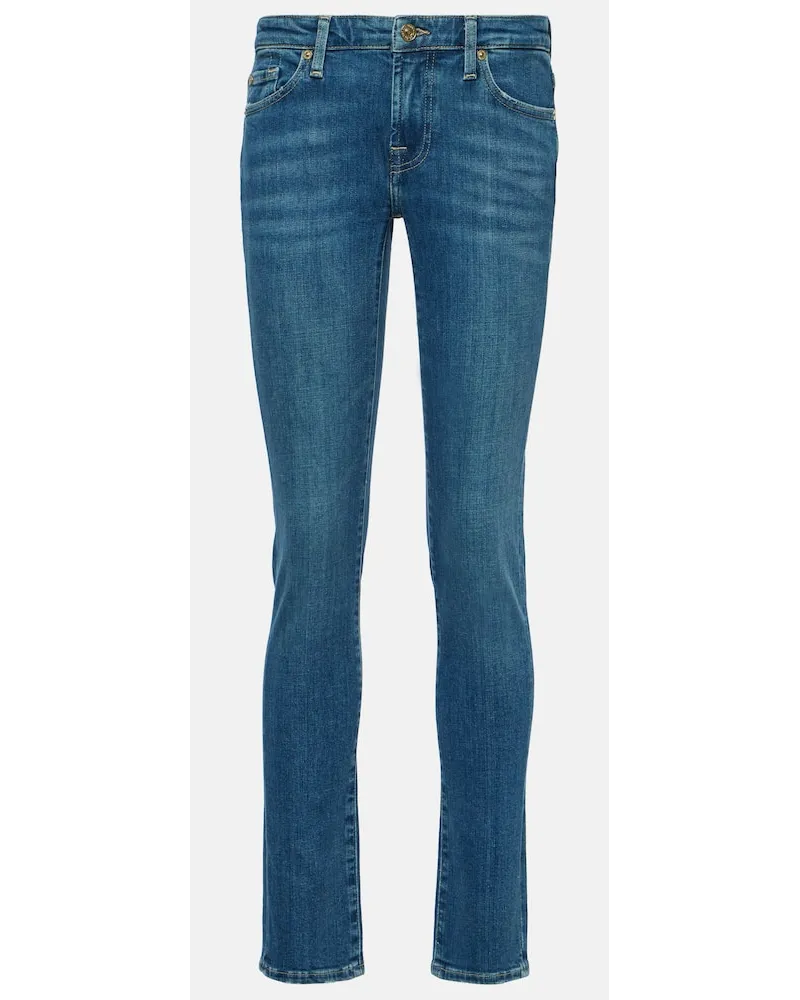 7 for all mankind Mid-Rise Skinny Jeans Pyper Blau