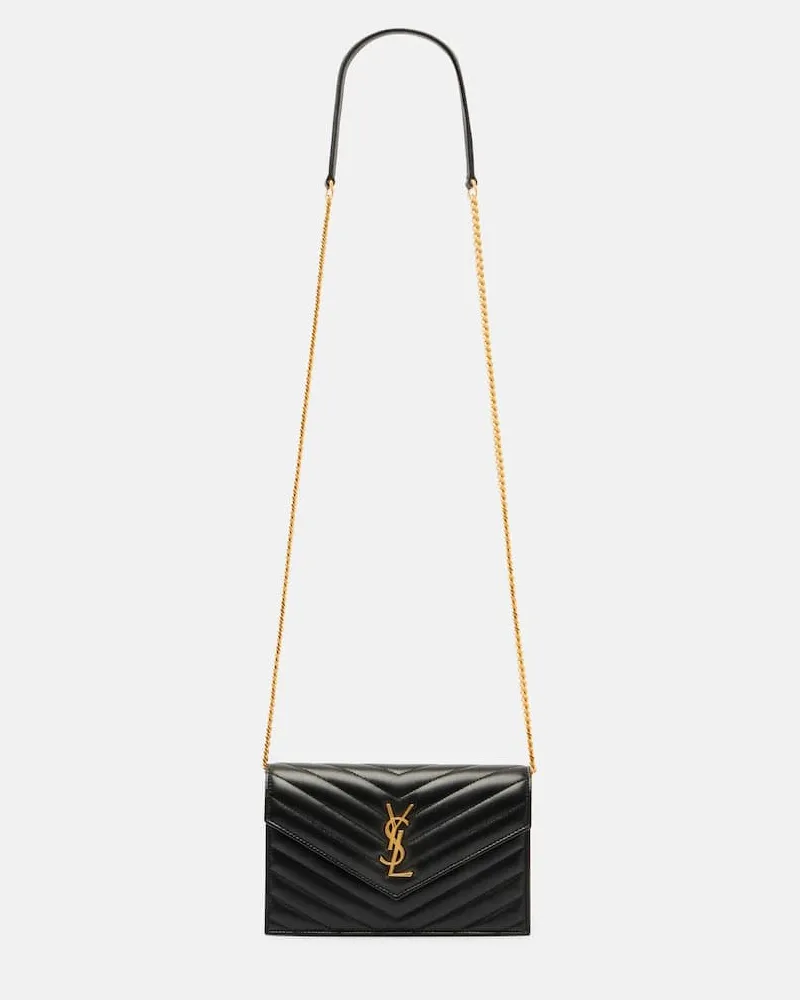 Saint Laurent Portemonnaie mit Kettenriemen Cassandre Envelope Schwarz