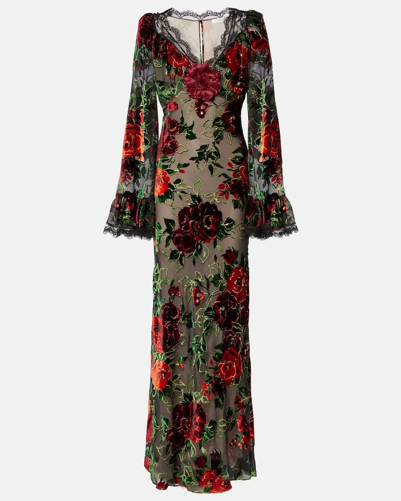 Rodarte Robe aus Devoré mit Spitze Multicolor