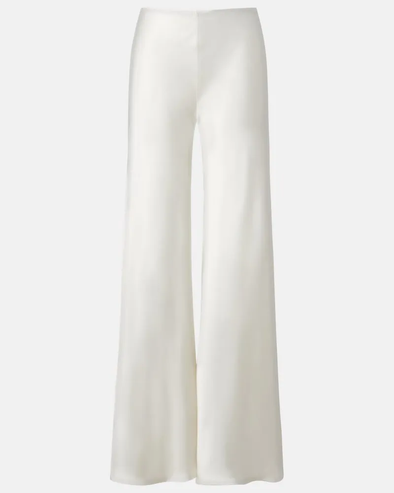 Norma Kamali Weite Hose aus Satin Weiß