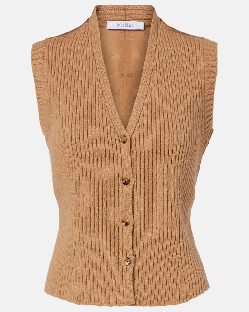 Max Mara Weste Madre aus einem Wollgemisch mit Satin Beige