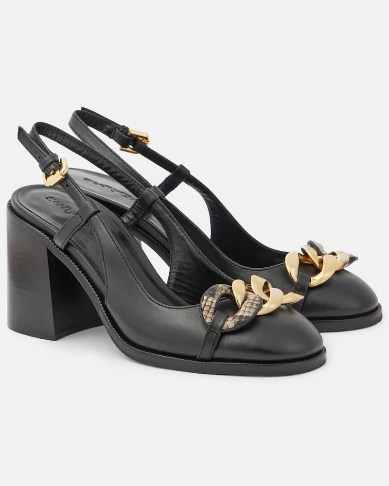 See by Chloé See By Chloe Slingback-Pumps Chain Line aus Leder Schwarz