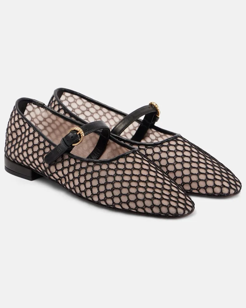 Ulla Johnson Mary-Jane-Ballerinas Isobel aus Mesh Schwarz