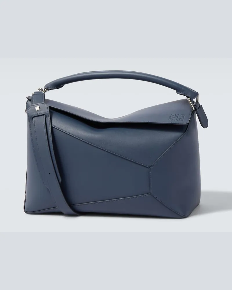 Loewe Tote Bag Puzzle Edge Large aus Leder Blau