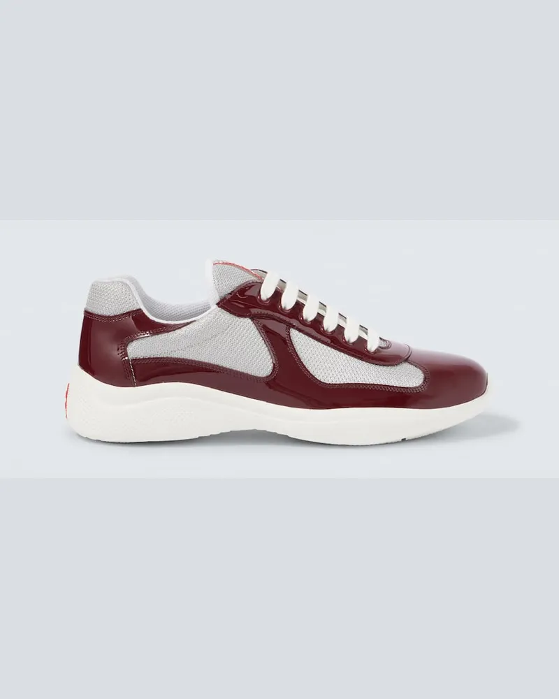 Prada Sneakers America's Cup mit Lackleder Burgund