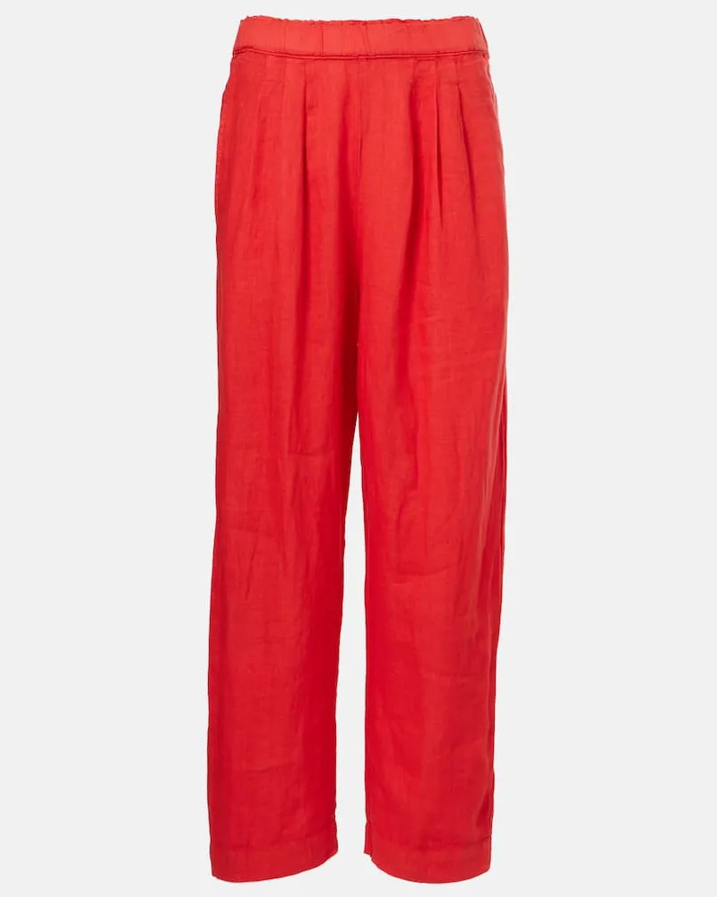 Velvet Gerade Hose Gini aus Leinen Rot