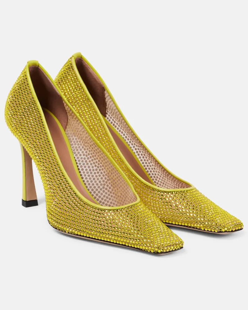 ATTICO Pumps Juno 95 mit Kristallen Gelb