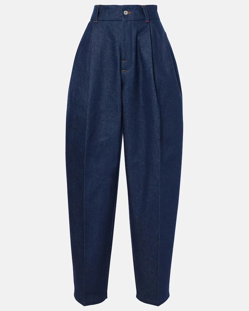 Jacquemus Wide-Leg Tapered Jeans Le De-Nimes Curzio Blau