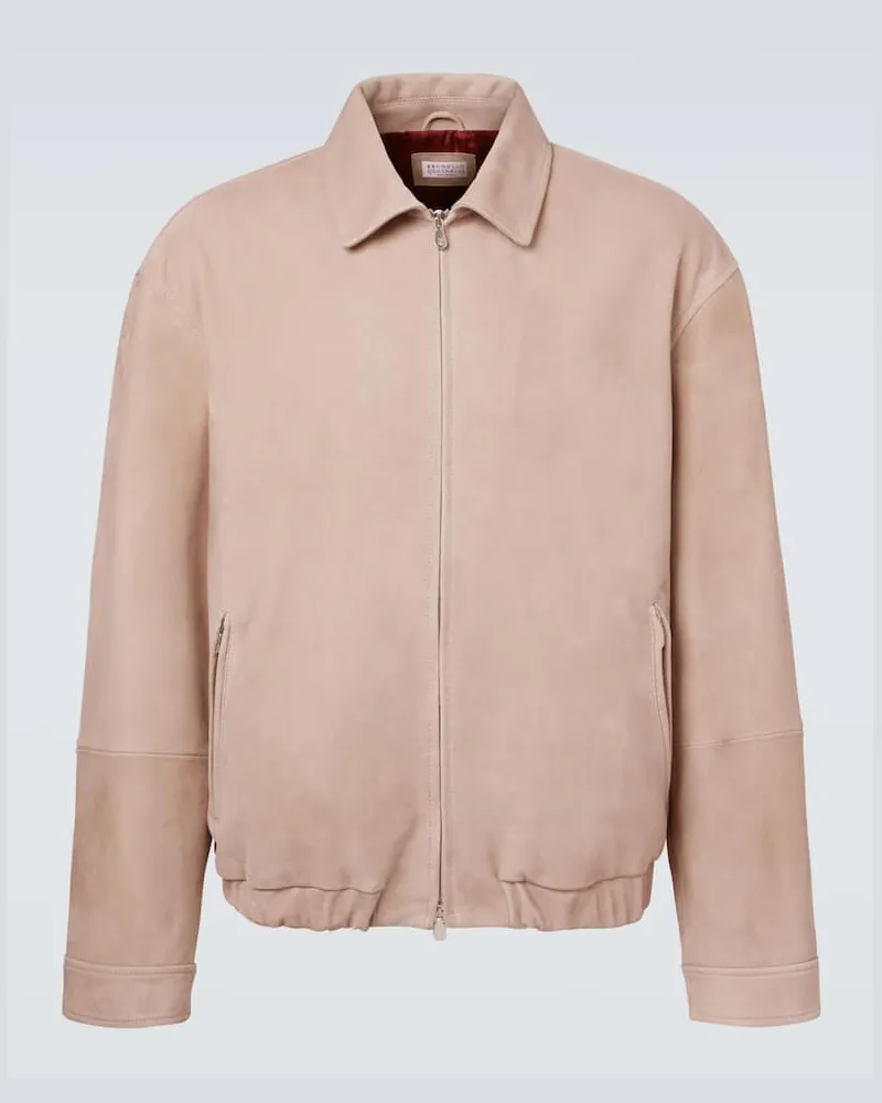 Brunello Cucinelli Blouson aus Veloursleder Beige