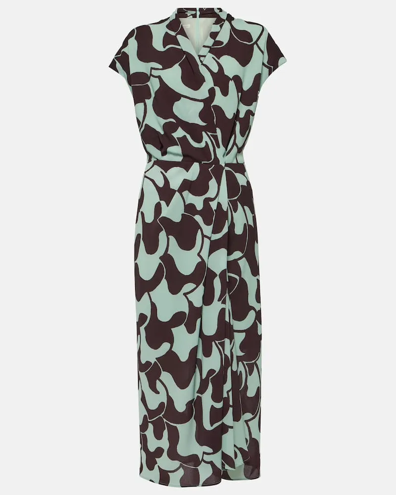 Dries van Noten Bedrucktes Midikleid aus Crêpe Grün