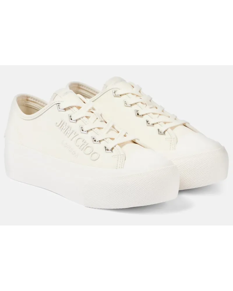 Jimmy Choo Plateau-Sneakers Palma Maxi aus Canvas Weiss