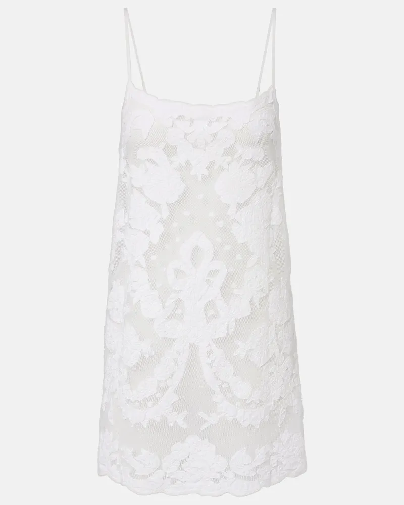 Juliet Dunn Besticktes Minikleid aus Baumwolle Weiß