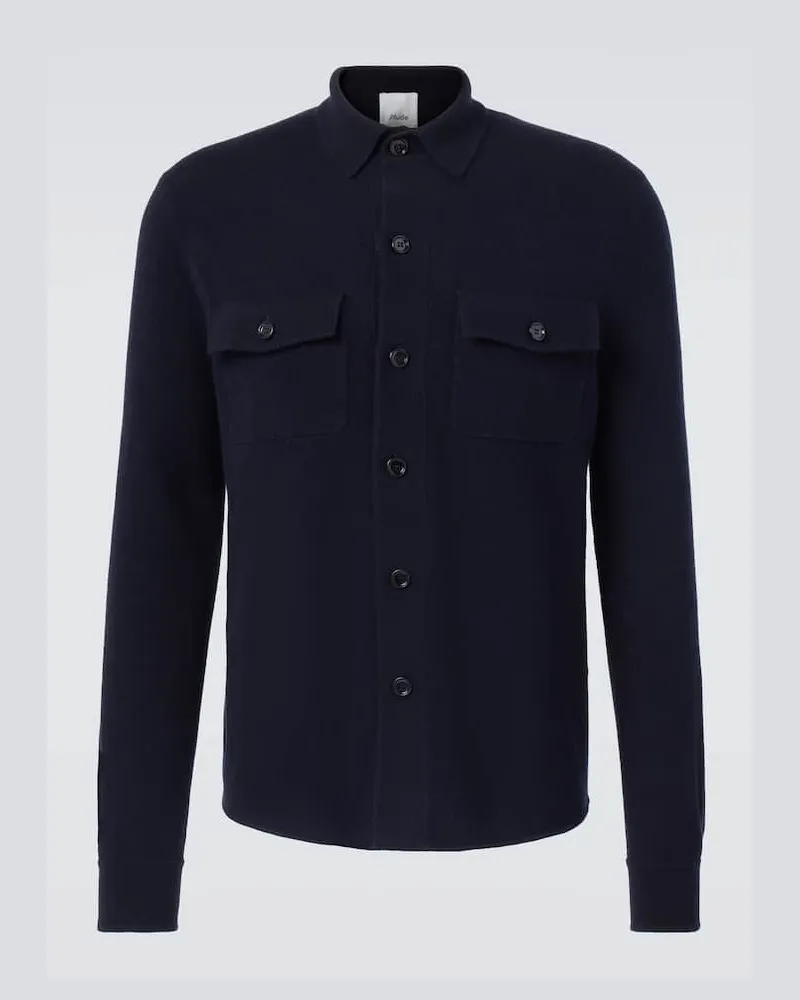 ALLUDE Hemdjacke aus Wolle und Kaschmir Blau