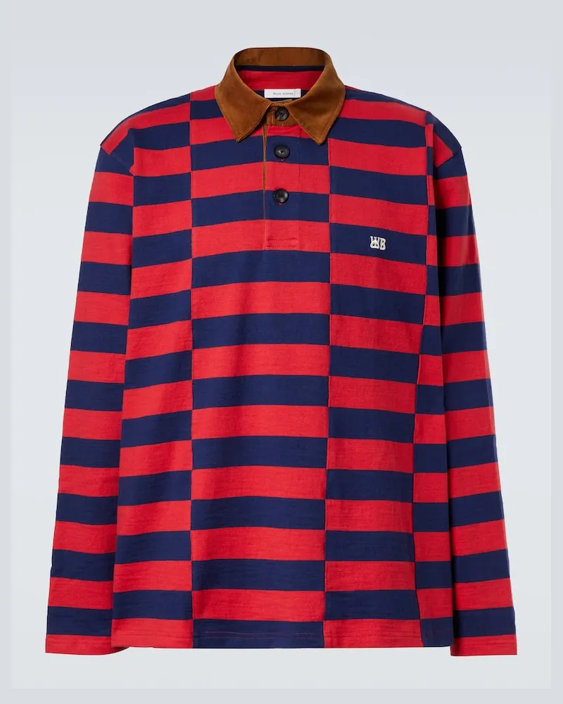 Wales Bonner Polohemd City aus Baumwoll-Canvas Rot