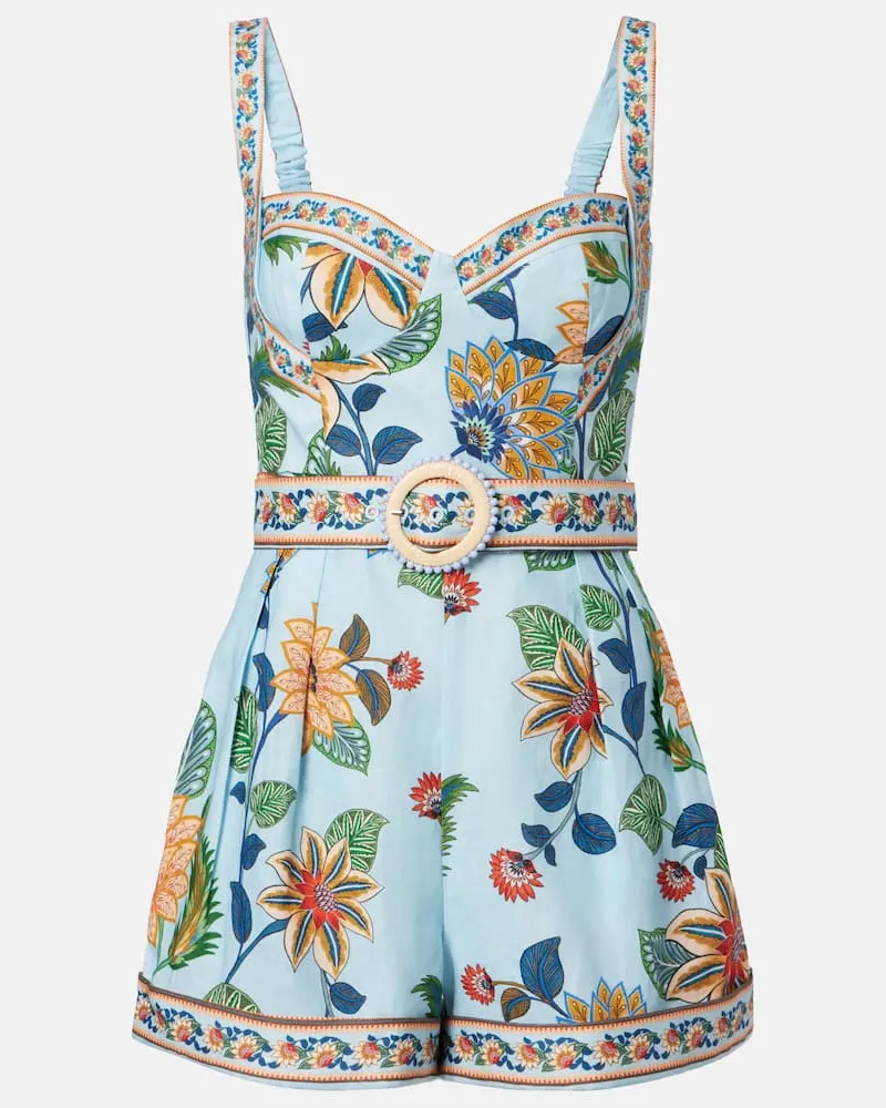 FARM Rio Playsuit Delphi aus Leinen Blau