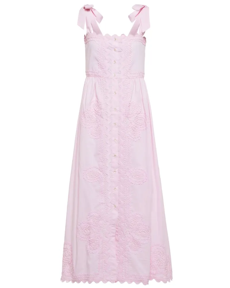 Juliet Dunn Midikleid aus Baumwollpopeline Rosa