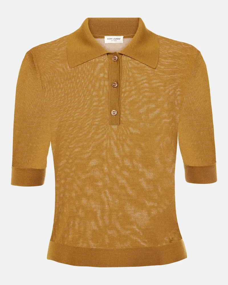 Saint Laurent Polopullover aus Kaschmir, Wolle und Seide Gelb
