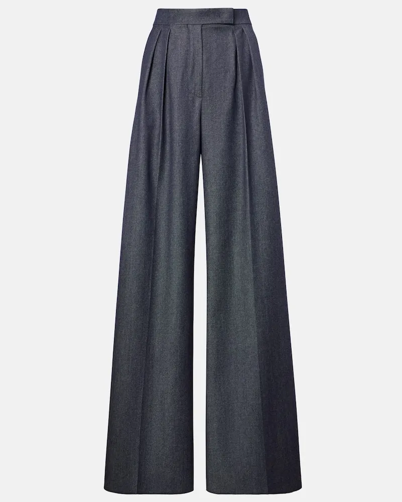 Max Mara Weite Hose Baden aus Schurwolle Blau