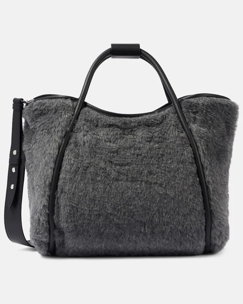 Max Mara Tote Mag Marine Small aus Faux Fur Grau