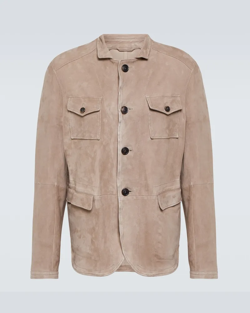 Giorgio Armani Jacke aus Veloursleder Beige