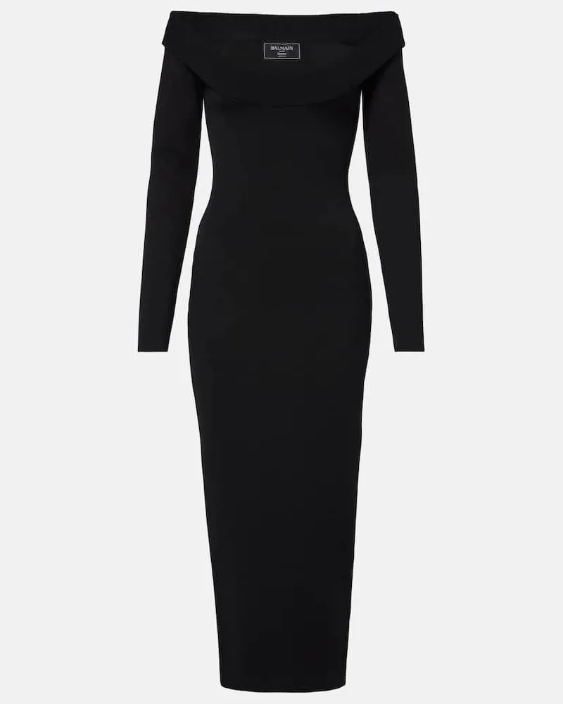 Balmain Maxikleid aus Strick Schwarz