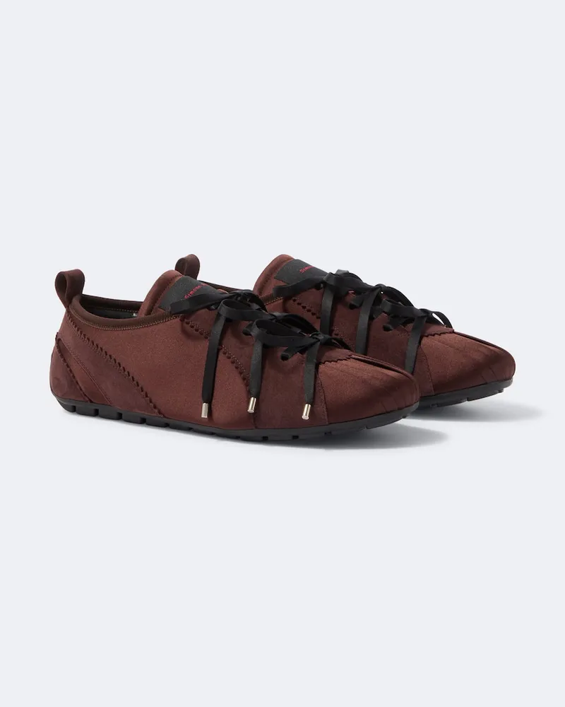 Simone Rocha Sneakers Ballerina Grip aus Satin mit Leder Braun