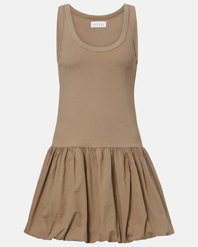 Velvet Minikleid Isla aus Popeline Braun