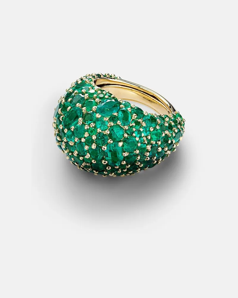 Octavia Elizabeth Ring Green Earth Dome aus 18kt Gelbgold mit Smaragden Grün