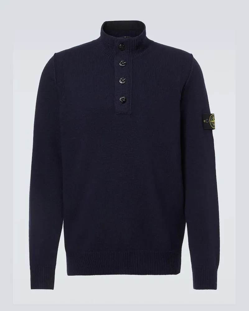Stone Island Polopullover Compass aus einem Wollgemisch Blau