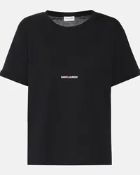 Saint Laurent Bedrucktes T-Shirt aus Baumwolle Schwarz