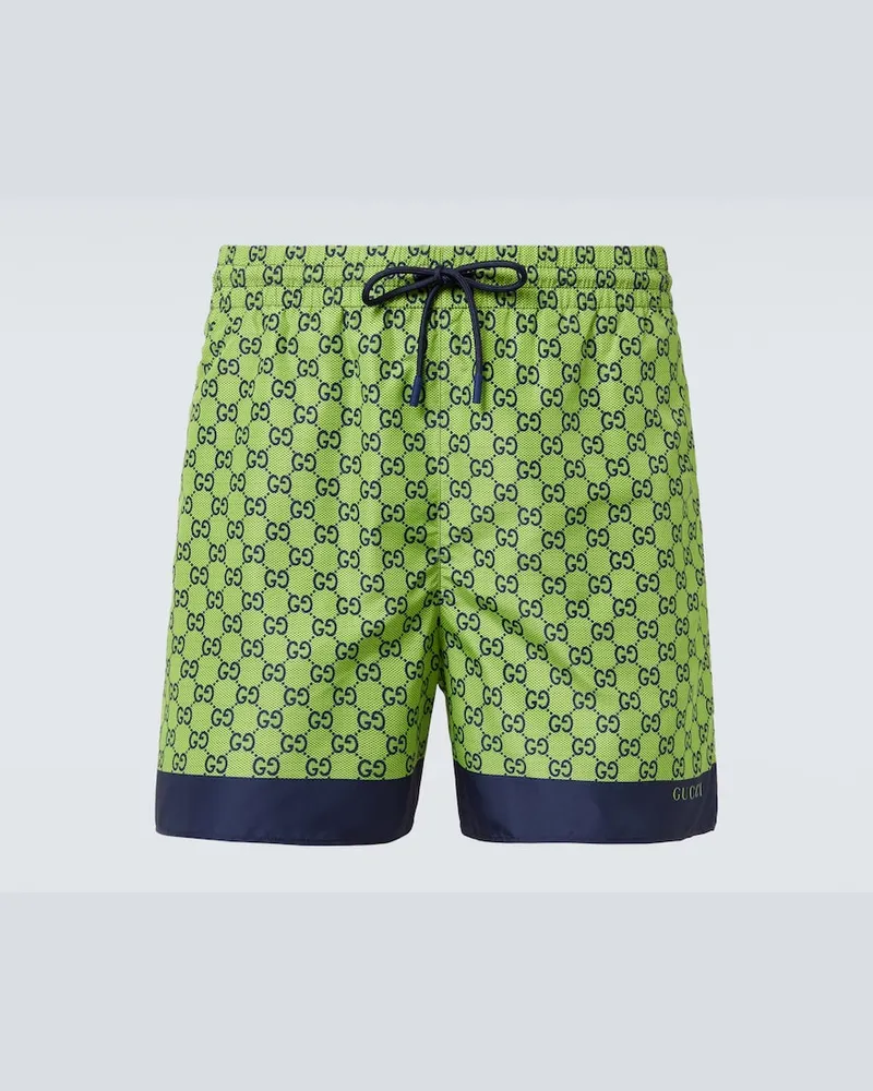 Gucci Badeshorts GG Supreme Grün