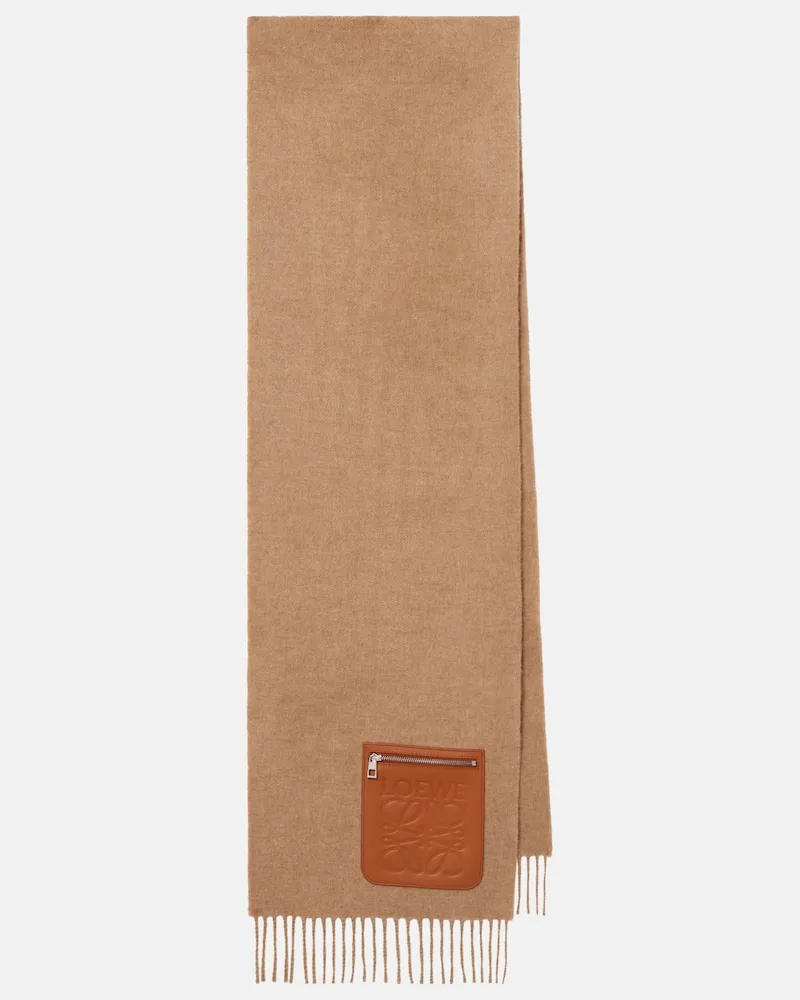 Loewe Schal Anagram aus Wolle und Kaschmir Beige