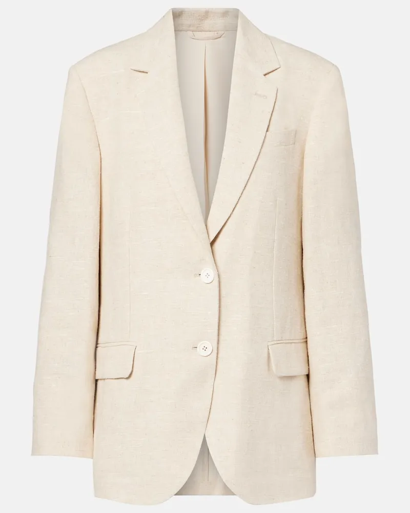 Brunello Cucinelli Blazer aus Leinen, Seide und Hanf Beige