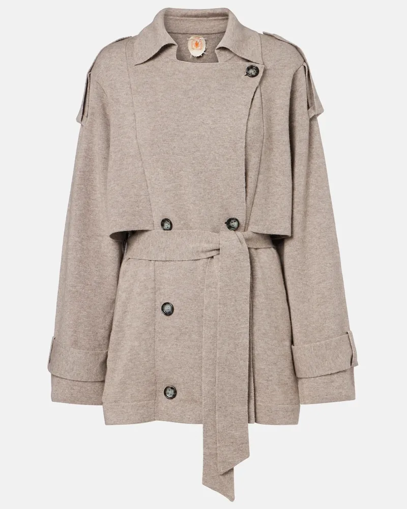 Jardin des Orangers Cropped-Bikerjacke aus Wolle und Kaschmir Grau