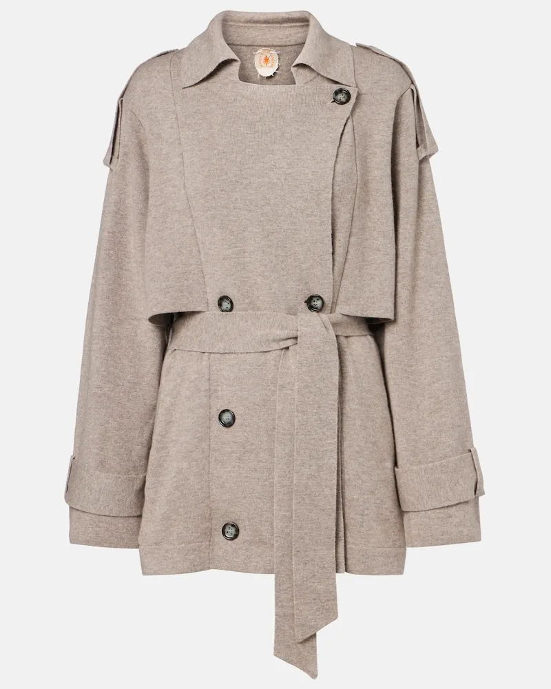 Jardin des Orangers Cropped-Bikerjacke aus Wolle und Kaschmir Grau