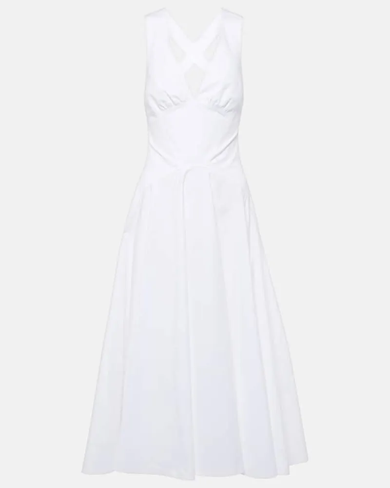 Alaïa Alaïa Midikleid aus Baumwollpopeline Weiß
