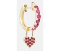 Einzelner Ohrring Orb Midi and Heart EarWish aus 14kt Gelbgold mit Diamanten und Rubinen