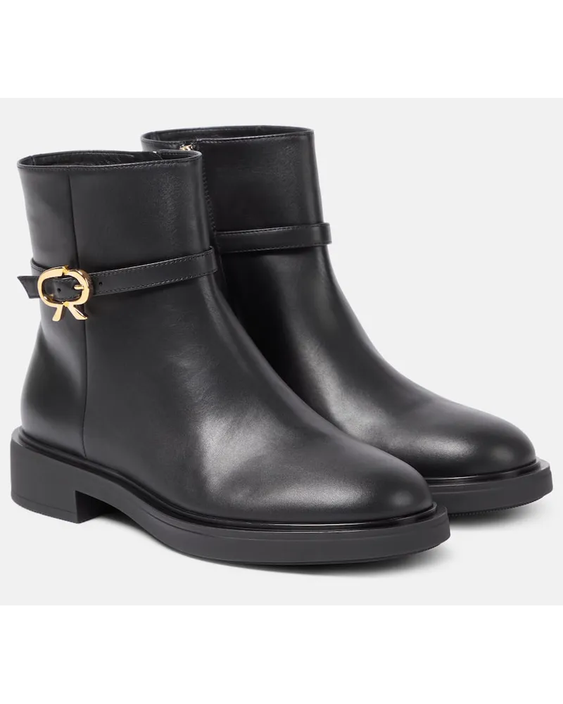 Gianvito Rossi Ankle Boots Ribbon Dumont 20 aus Leder Schwarz