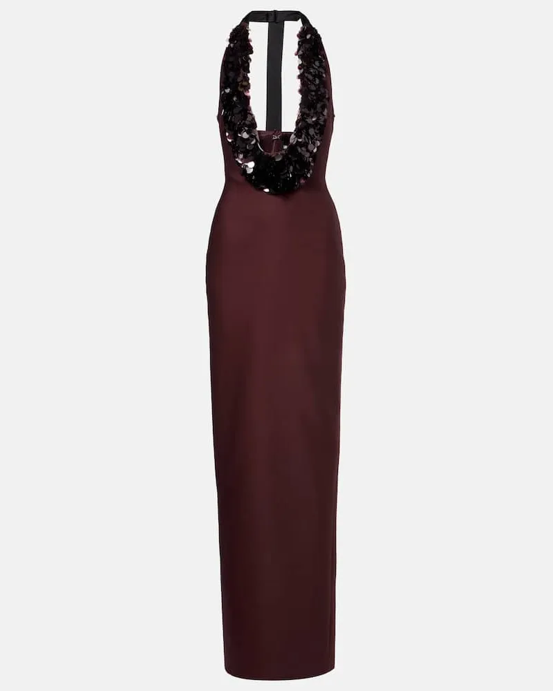 David Koma Robe aus einem Wollgemisch mit Pailletten Burgund