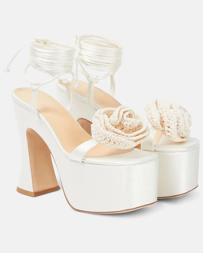 Magda Butrym Verzierte Plateausandalen aus Satin Weiã