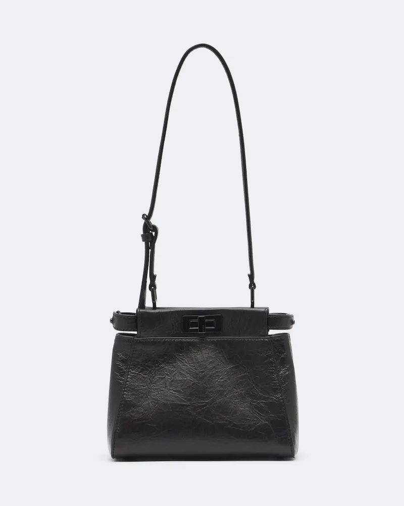 Fendi Tote Bag Peekaboo® Mini aus Leder Schwarz