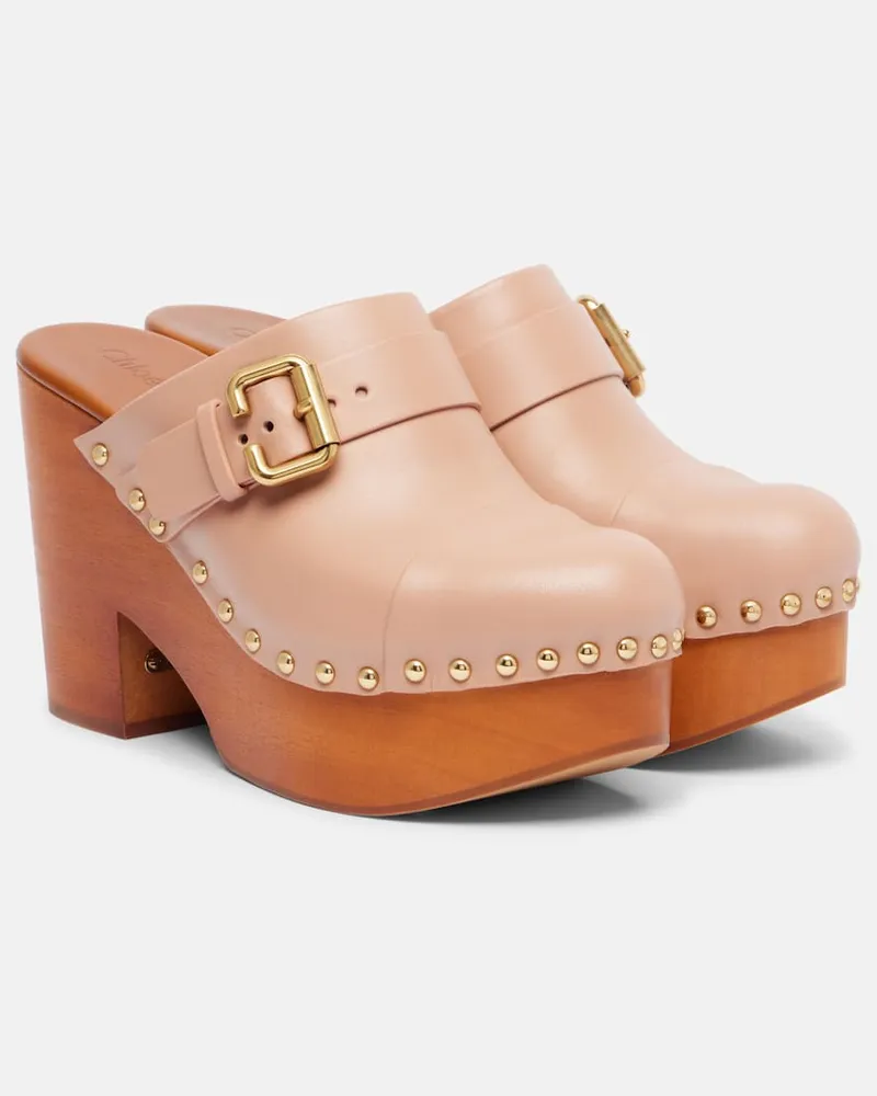 Chloé Chloé Verzierte Clogs Jeannette 80 aus Leder Pink