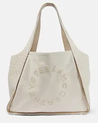 Stella McCartney Bestickte Tote aus Canvas Beige