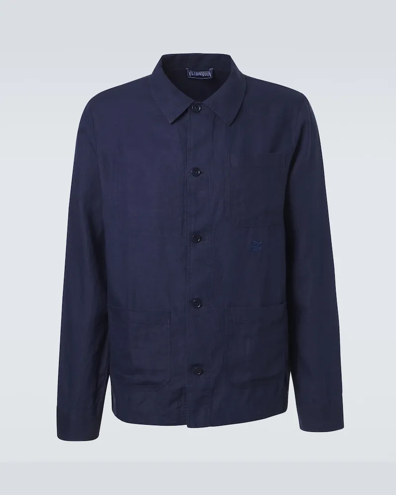 Vilebrequin Hemdjacke aus Leinen Blau