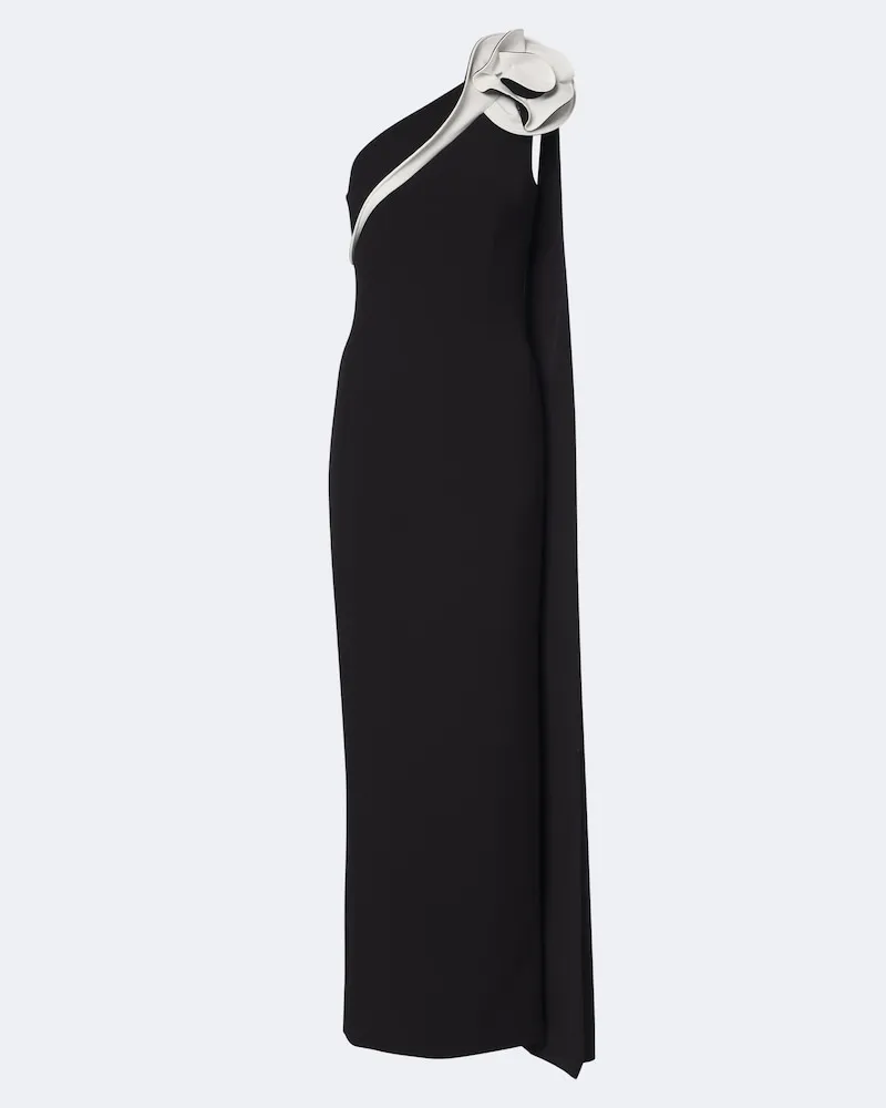 Roland Mouret Verzierte One-Shoulder-Bustier-Robe aus Crêpe Schwarz